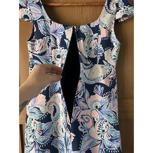 Lilly Pulitzer Laurent Dress High Tide Navy Holy Flockamolie Women’s size 2 - Picture 5 of 13